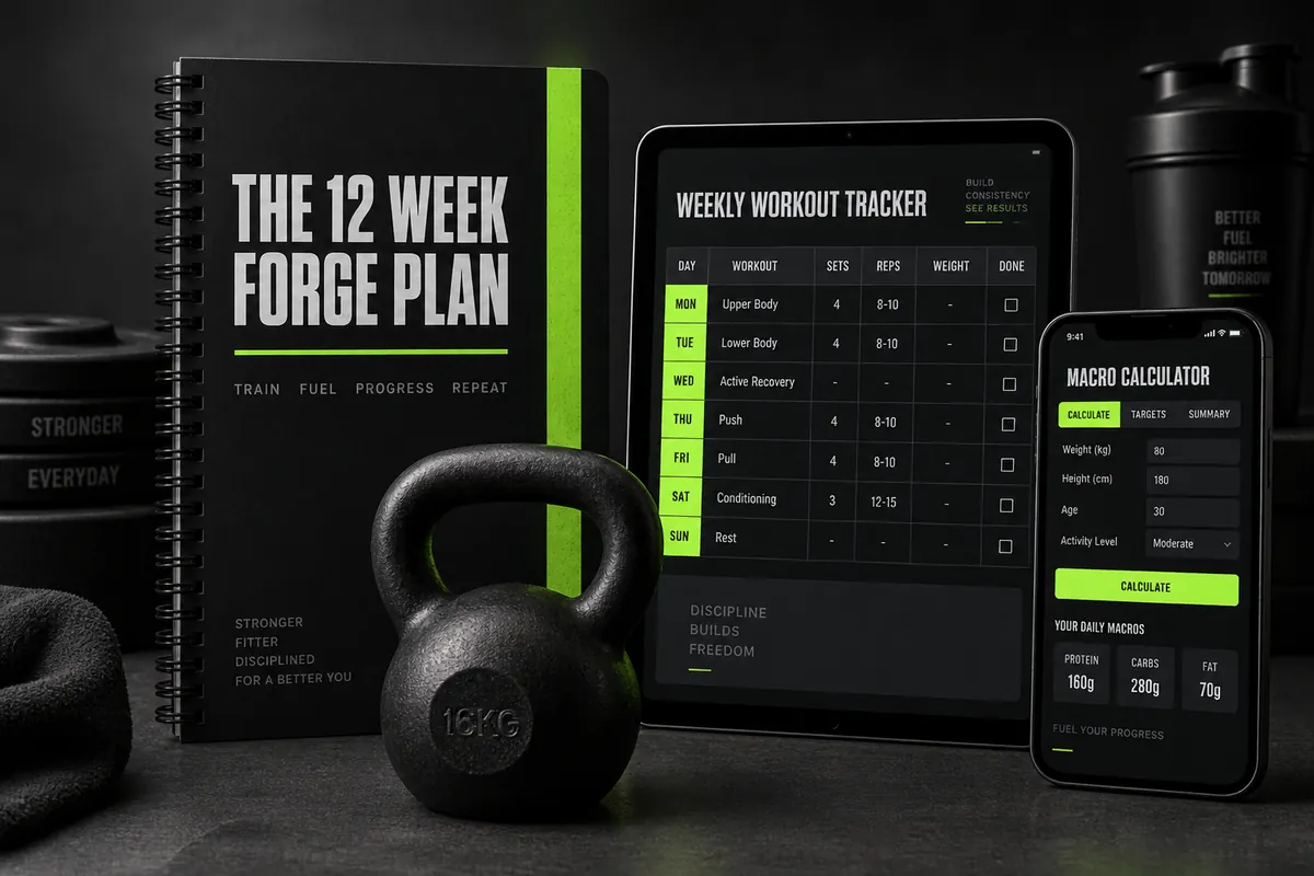 The 12 Week Forge Plan planner, tablet tracker and macro calculator