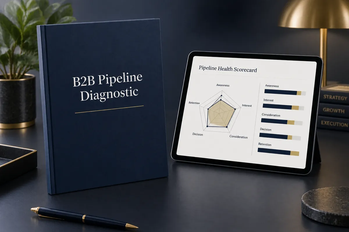 B2B Pipeline Diagnostic report and scorecard on a tablet