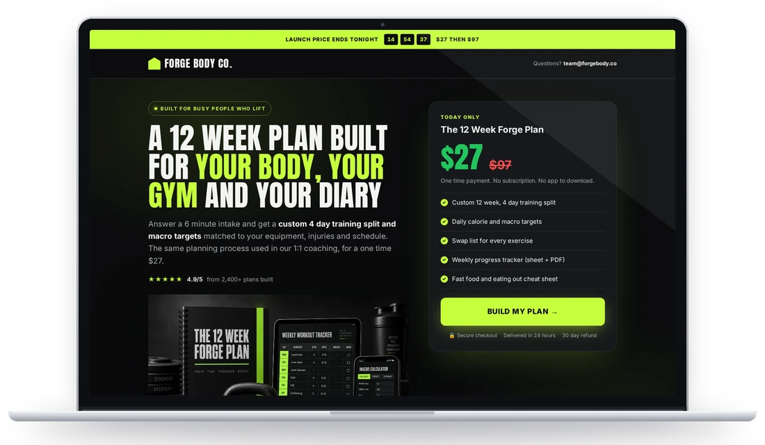Forge Body Co. low ticket sales page