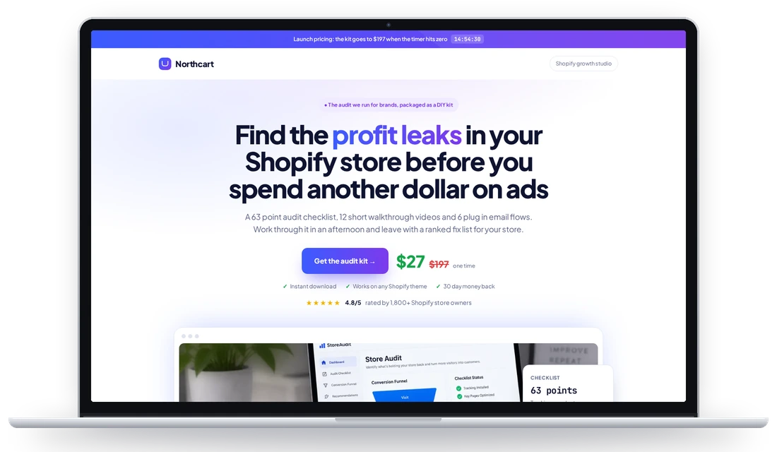 Northcart Growth low ticket sales page