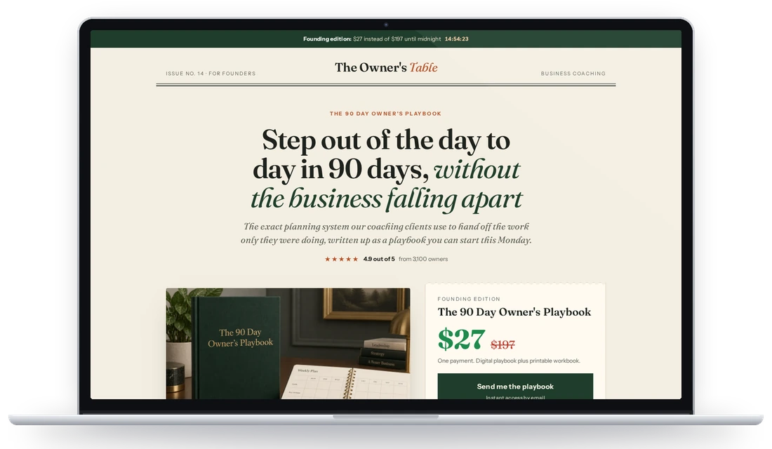 The Owner's Table low ticket sales page