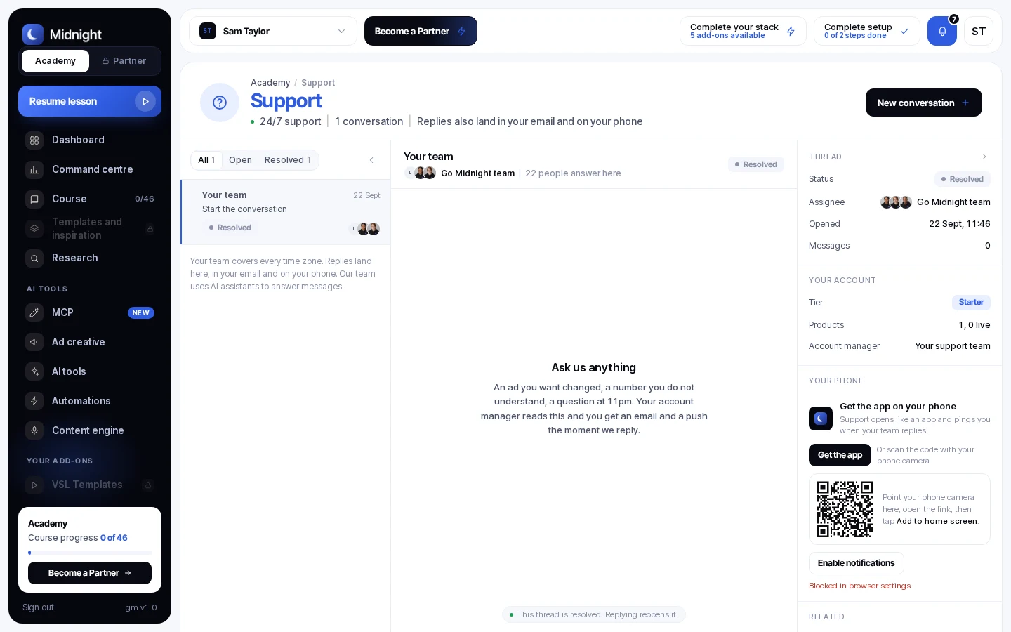 1-1 Human Chat Support